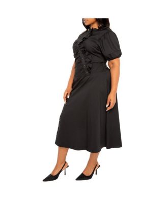 Women's Plus Size Asymmetrical Ruffle Shirt Dress