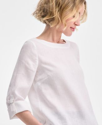 売れ筋商品|||チャータークラブ カットソー トップス レディース Women's  100% Linen D-Ring Top, Created for Macy's Light Pool Blue Charter Club Women's 100% Linen D-Ring Top, Created for