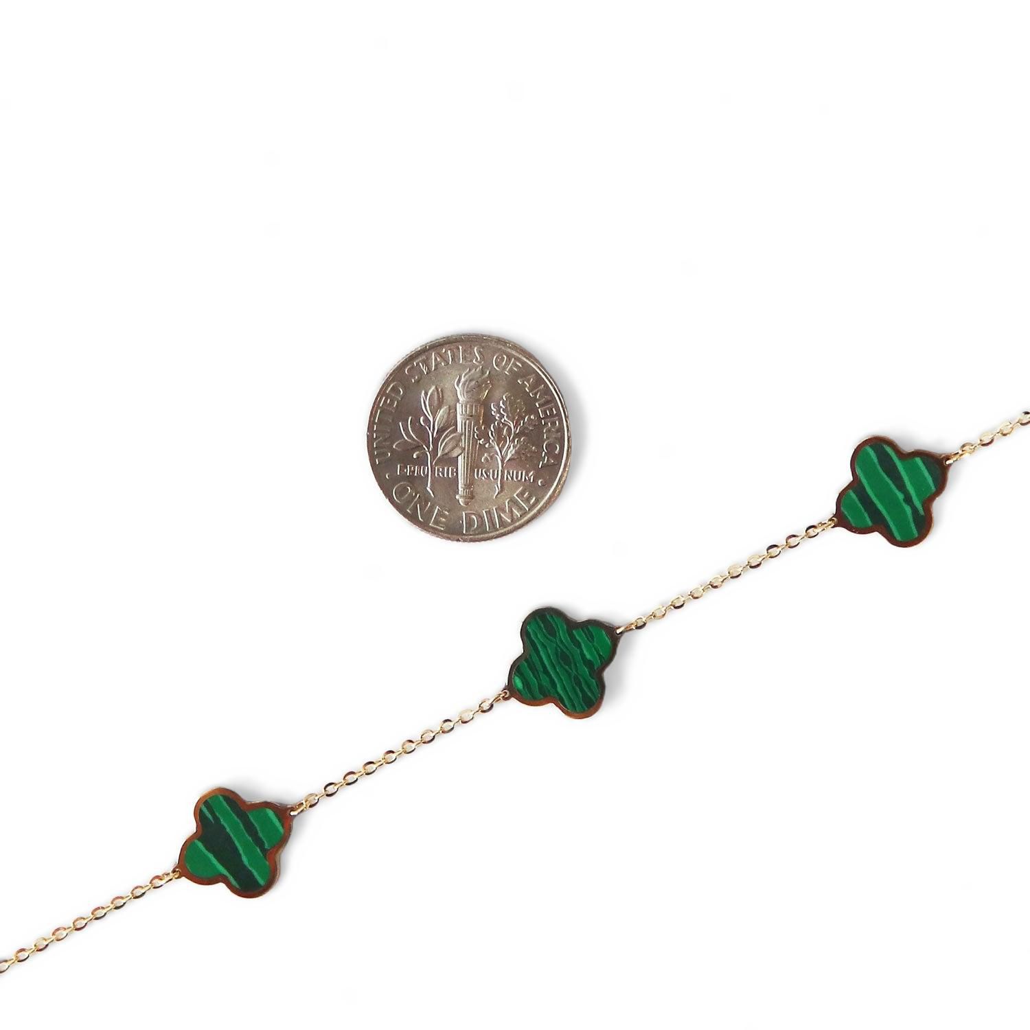 Small Bubblegum Pink Clover Necklace 14K Gold