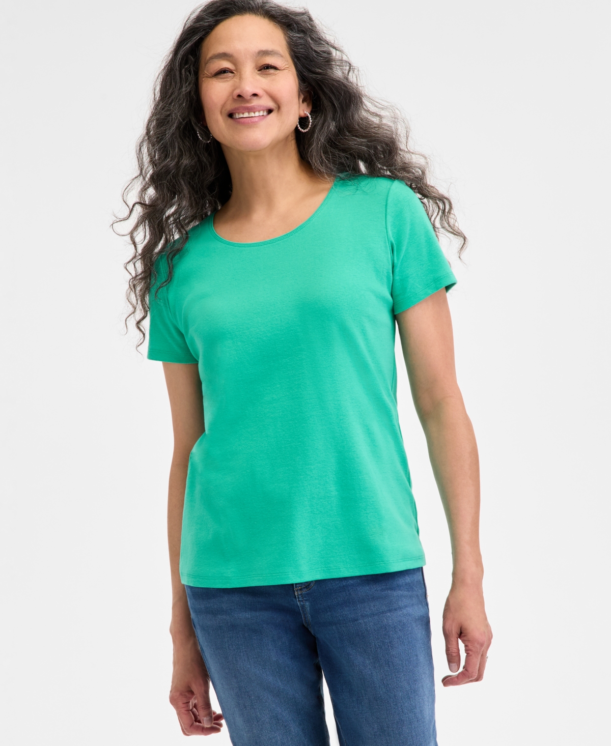売れ筋商品|||スタイルアンドコー カットソー トップス レディース Women's Cotton Short-Sleeve Scoop-Neck Top, PXS-4X, Created for Macy's Berred Treasure Style & Co Women's Plus Cotton Short-Sleeve Scoop-Neck Top