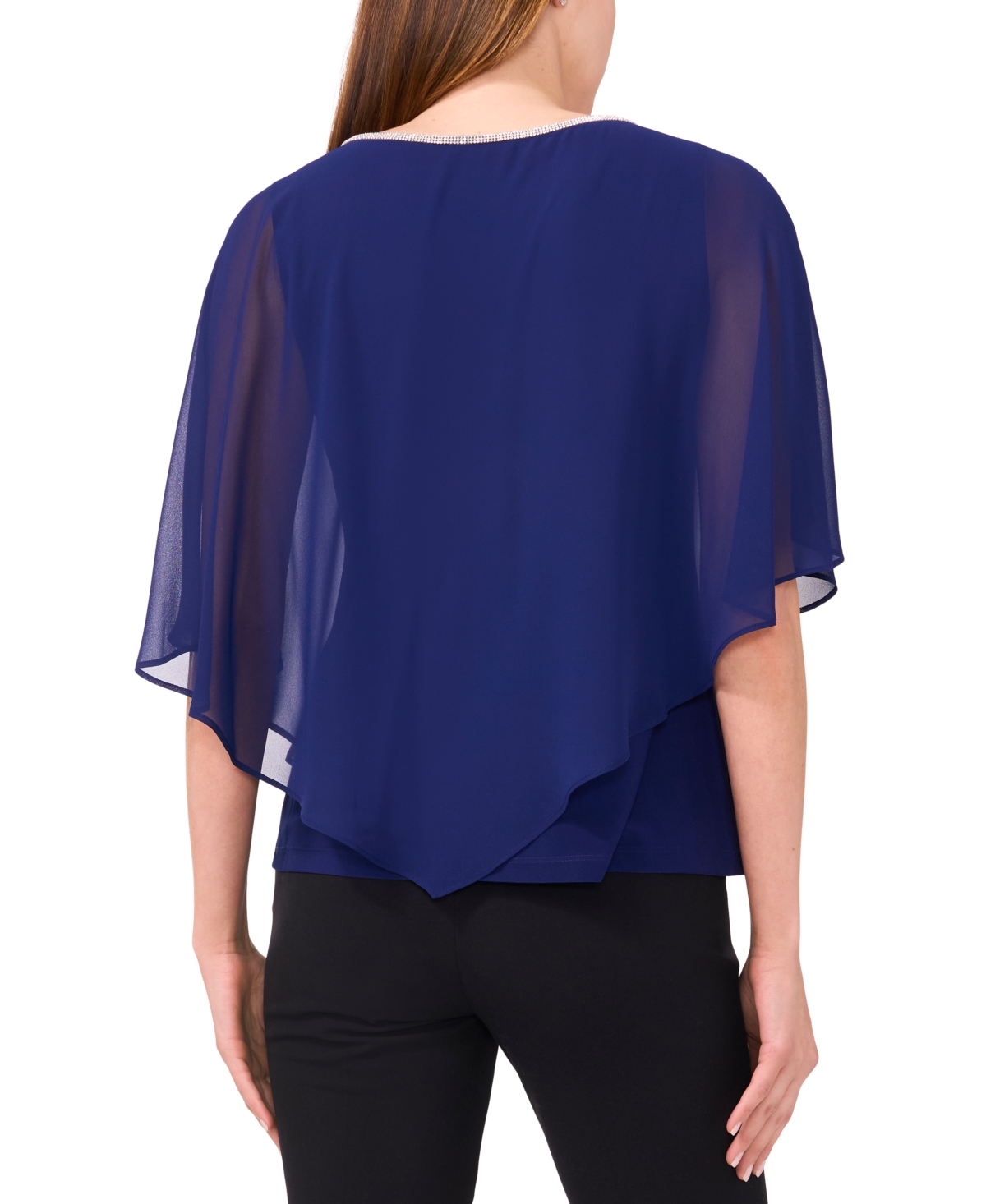 Msk Women's Rhinestone Overlay Top In Midnight