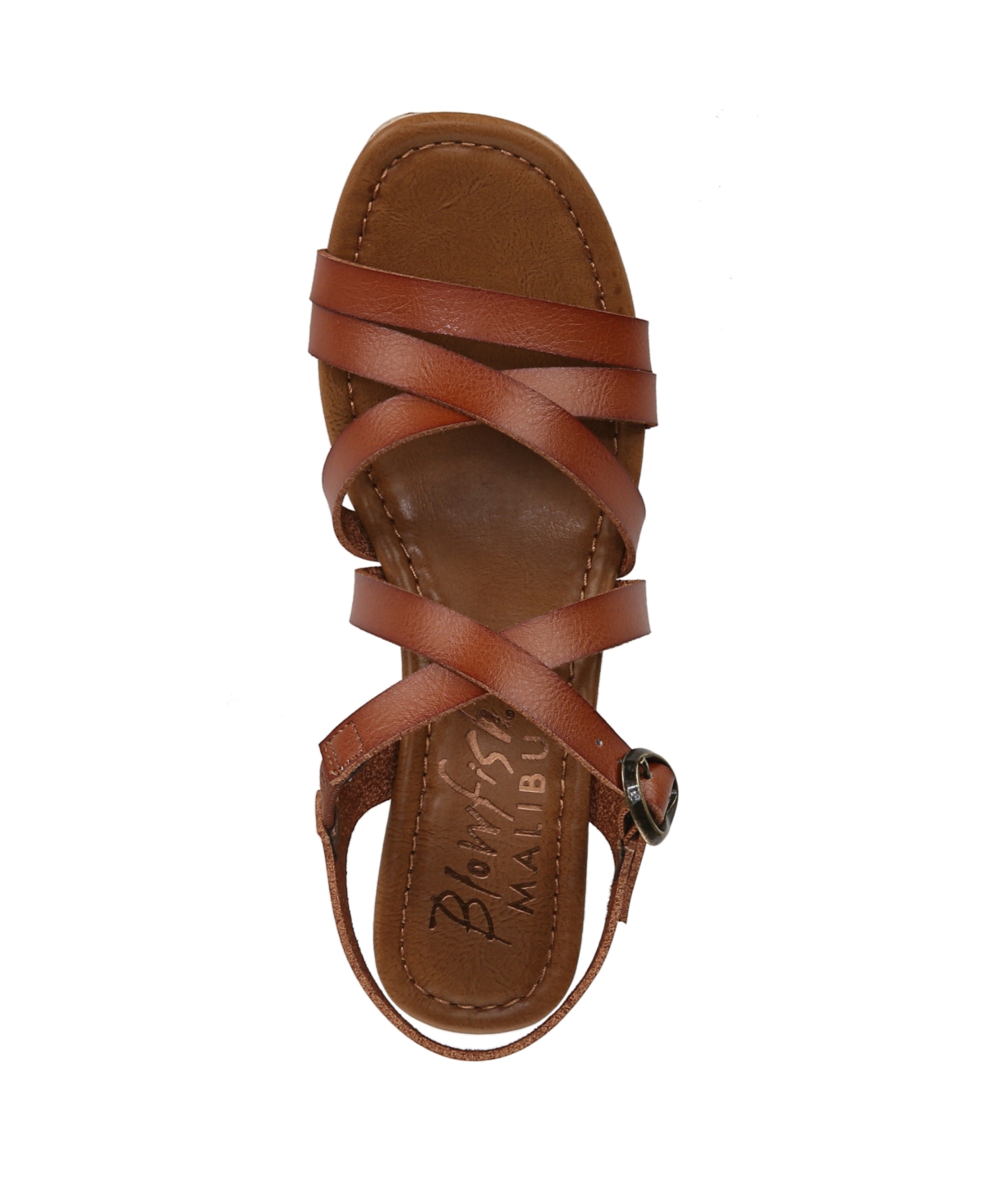Shop Blowfish Malibu Women's Aurora Open Square Toe Strappy Wedge Sandals In Scotch Brown Faux Leather