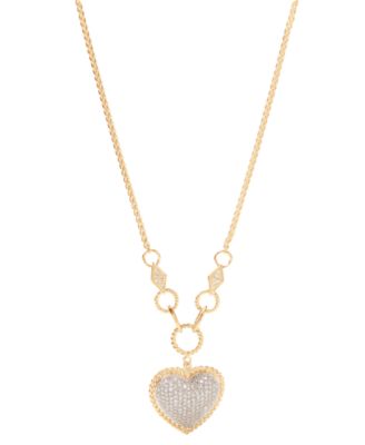 D'Oro by EFFY&reg; Diamond Pav&eacute; Diamond Heart Pendant (3/4 ct. t.w.) in 14k Gold or 14k Rose Gold