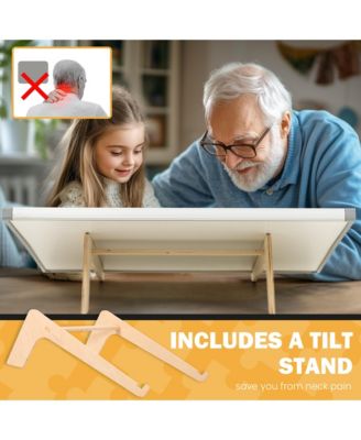 1500-piece 35" x 26.8" Portable Puzzle Board, Double-sided Plastic Puzzle Board with Drawer and Base