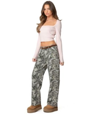 Womens Square Neck Knit Top