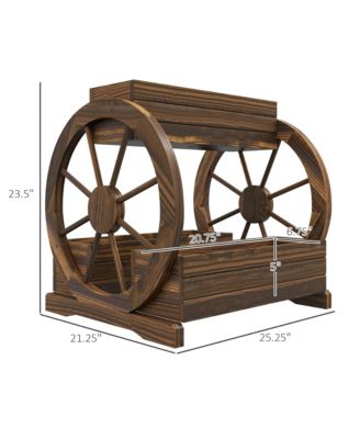 Wooden Wagon Planter Box, Decorative 2-Tier Raised Garden Bed