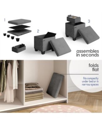 Rectangular Boucle Ottoman Storage Bench – Modern Foot Stool, Makeup Vanity Stool, Perfect for Living Room & Bedroom Decor