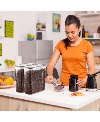 Clear Plastic 2-Pack Airtight Coffee Bean Storage Container Set with Easy-Access Lids - Keeps Coffee Beans Fresh, BPA-Free