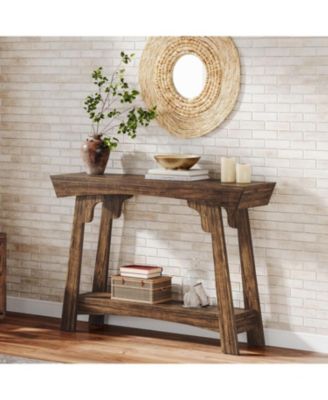 1 Pc Wood Console Table, 2-Tier Entryway Table with Shelf, Farmhouse Sofa Table