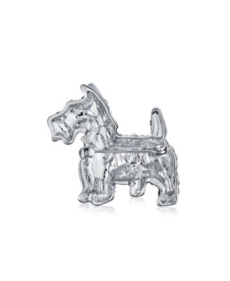 Large Statement Blue Crystal Westie Dog Brooch Pin Silver Tone 1.3 Inch