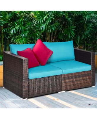 4PCS Patio Rattan Corner Sofa Sectional Furniture Set
