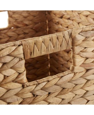 13&amp;#x22; x 13&amp;#x22; Water Hyacinth Storage Baskets, Natural - Set of 6 Collapsible Cube Organizers, Woven Bins for Bathroom, Bedroom, Laundry, Pantry, Shelves
