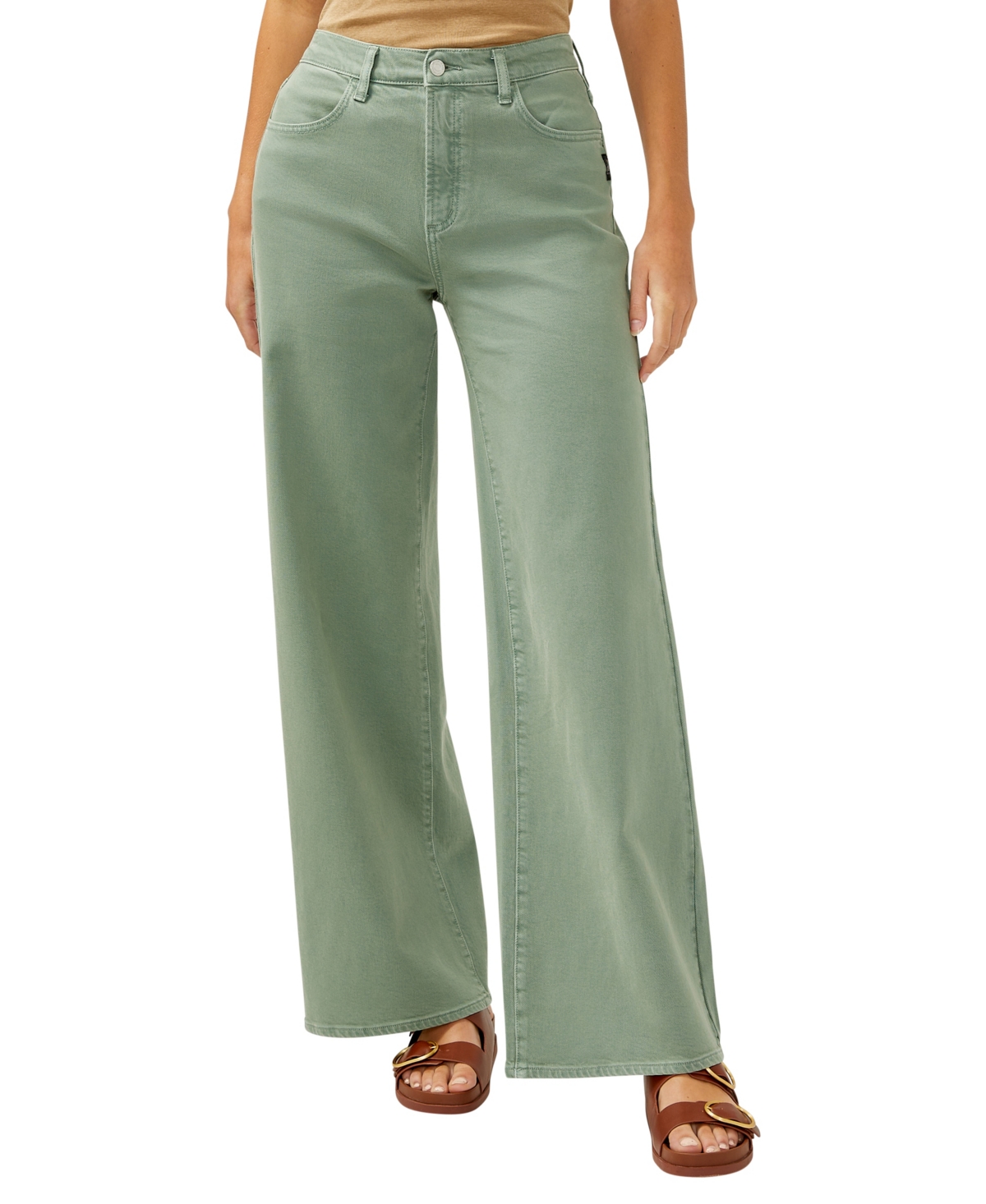 Shop Silver Jeans Co. Women's Highly Desirable High Rise Ultra-wide Leg Jeans In Sage Green