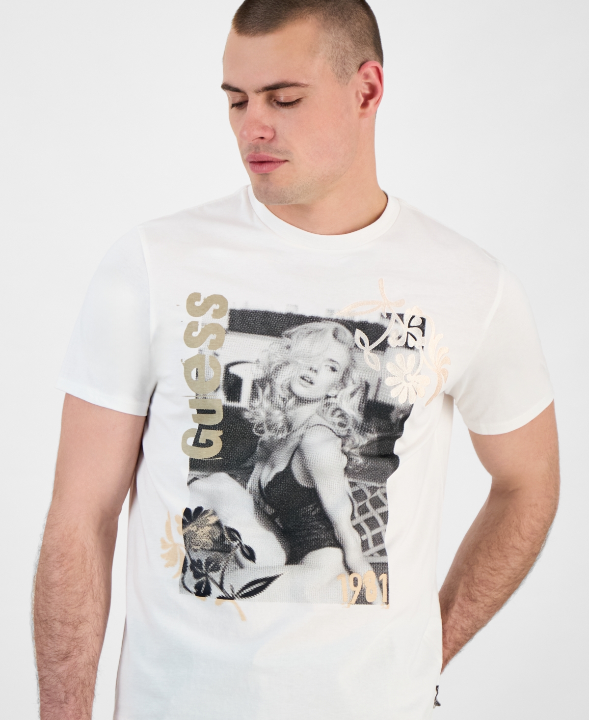 Guess Men's Regular-fit  Girl Graphic T-shirt In White