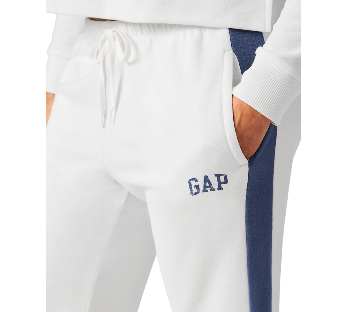 Shop Gap Women's Logo French Terry Drawstring Pajama Pants In White Colorblock