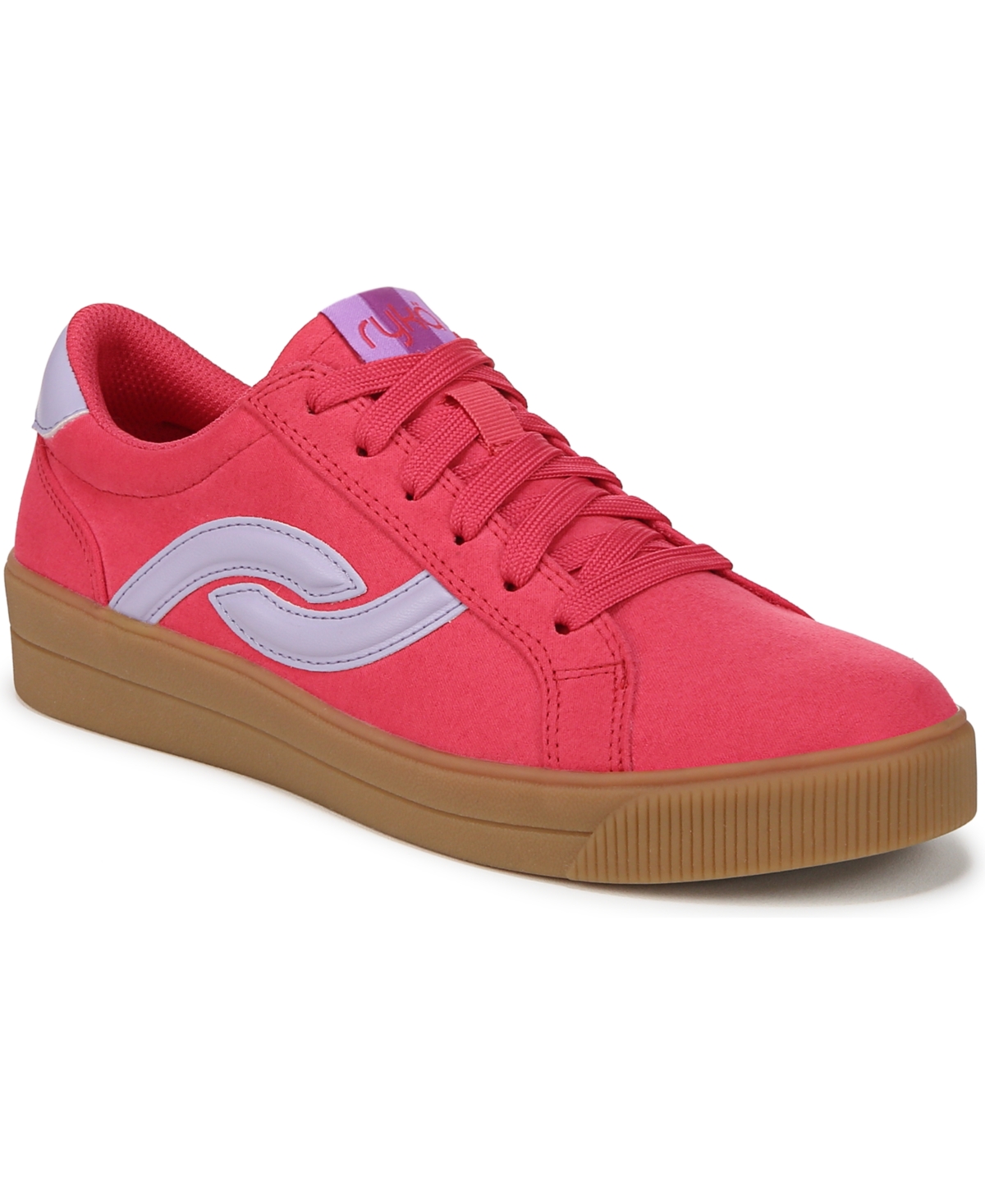 Women's Viv Next Court Lace Up Inspired Sneakers - Coral Mint Microfiber Fabric