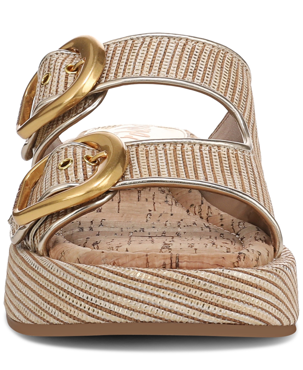 Sam Edelman Nerissa Two-strap Platform Sandal In Sunny Gold Faux Raffia