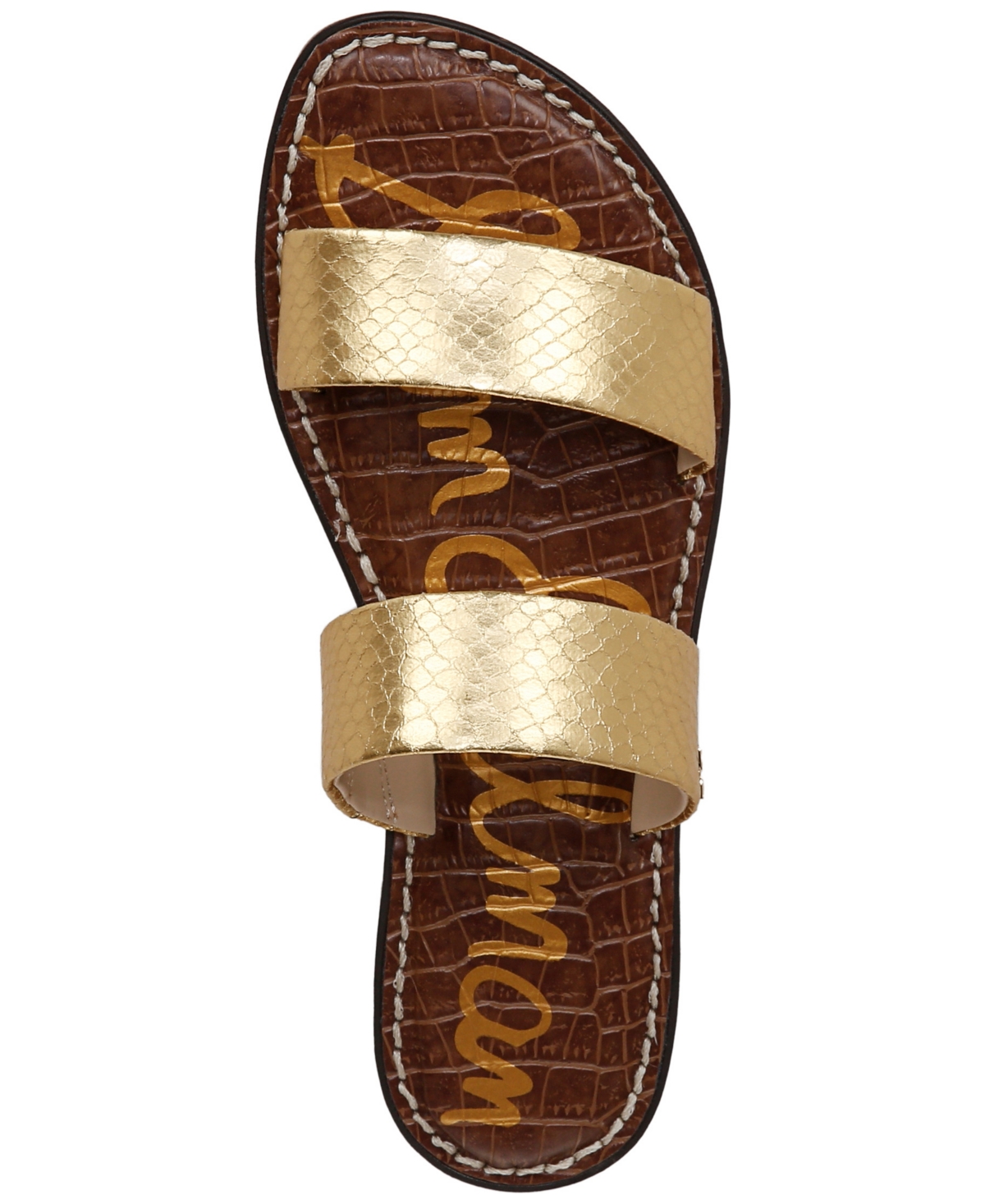 Sam Edelman Gala Double Strap Slide Sandal Gold Faux Leather In Gold Faux Leather