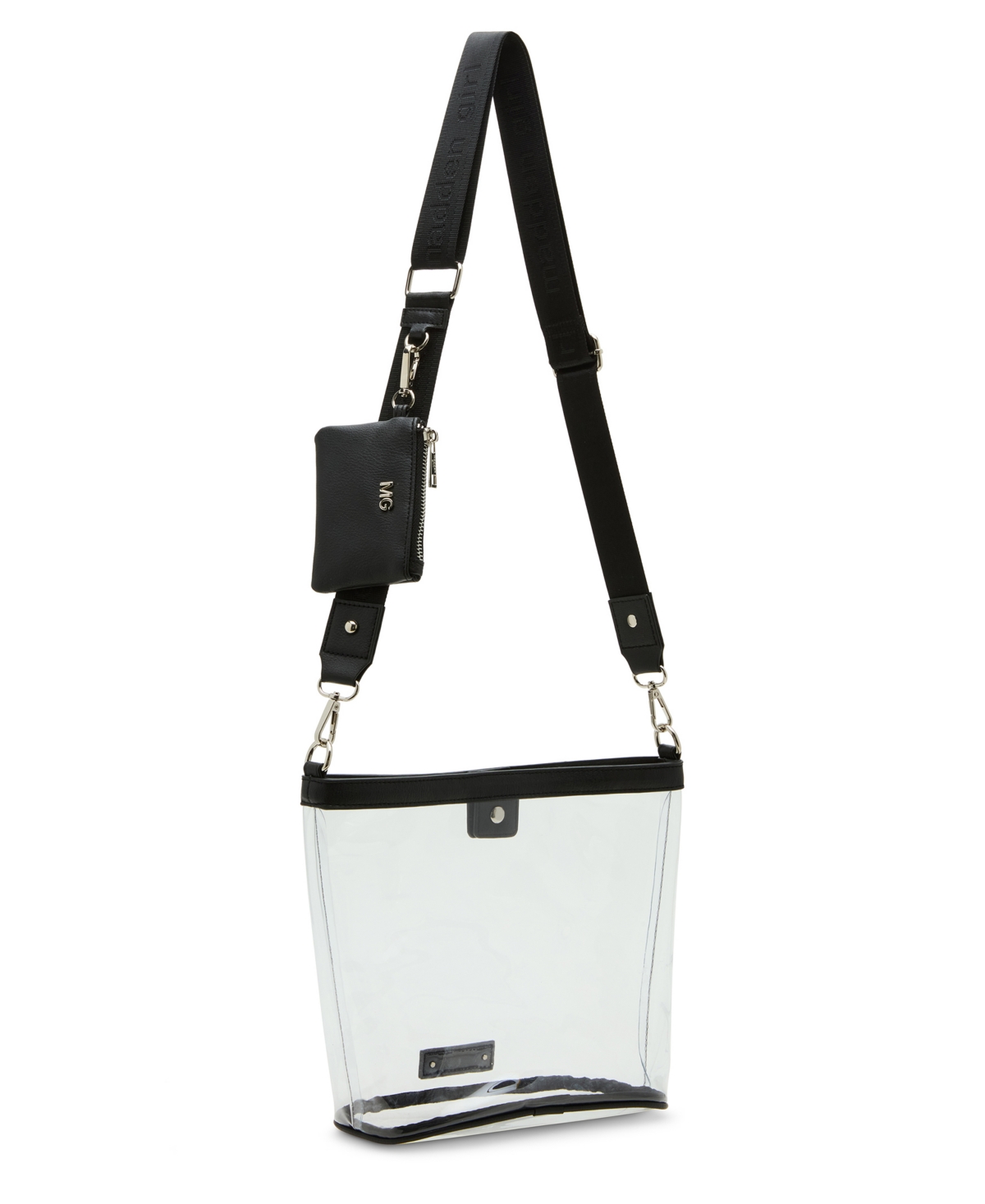 Madden Girl Cleo Clear Vinyl Bucket Crossbody Bag In Black