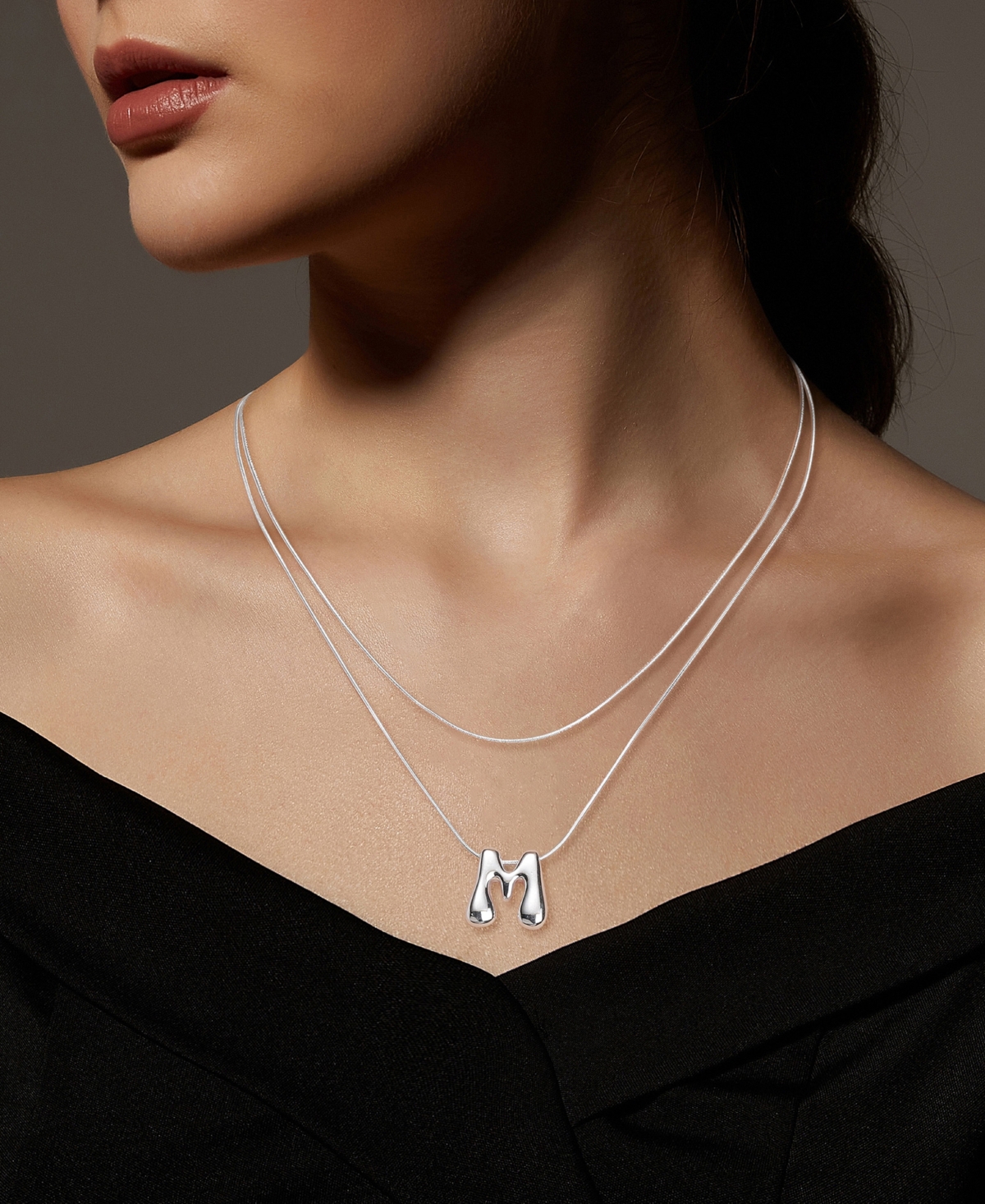 Unwritten X Moda Sport Silver Tone Water Resistant Initial Layered Necklace In Silver M