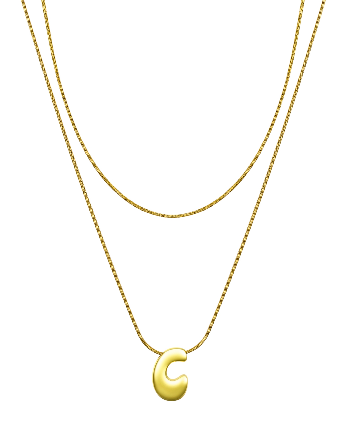 Unwritten X Moda Sport Silver Tone Water Resistant Initial Layered Necklace In Gold C
