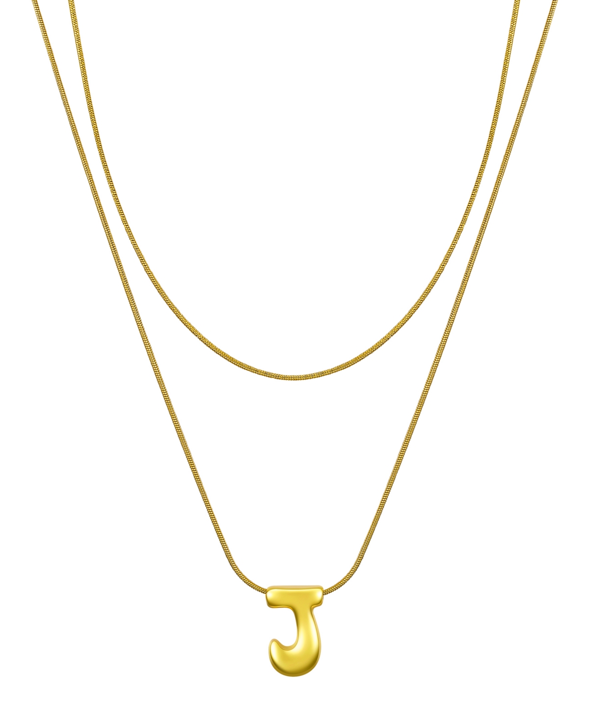 Unwritten X Moda Sport Silver Tone Water Resistant Initial Layered Necklace In Gold J
