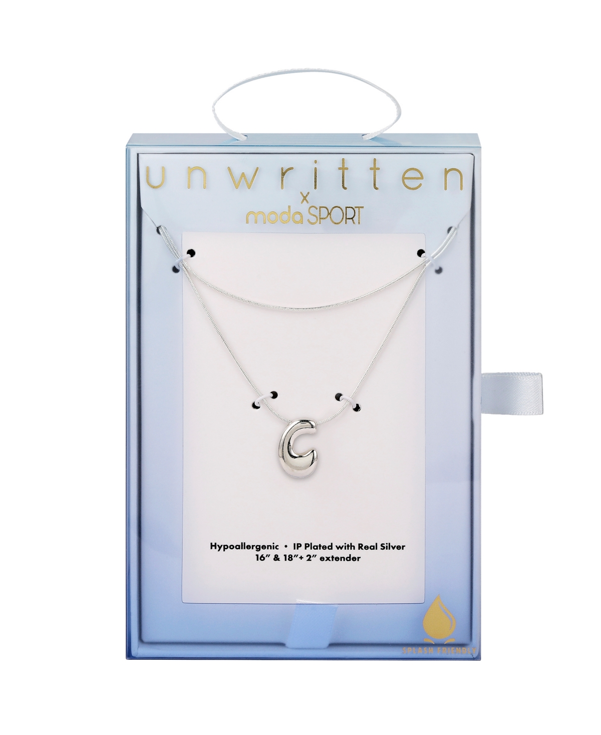 Unwritten X Moda Sport Silver Tone Water Resistant Initial Layered Necklace In Silver C