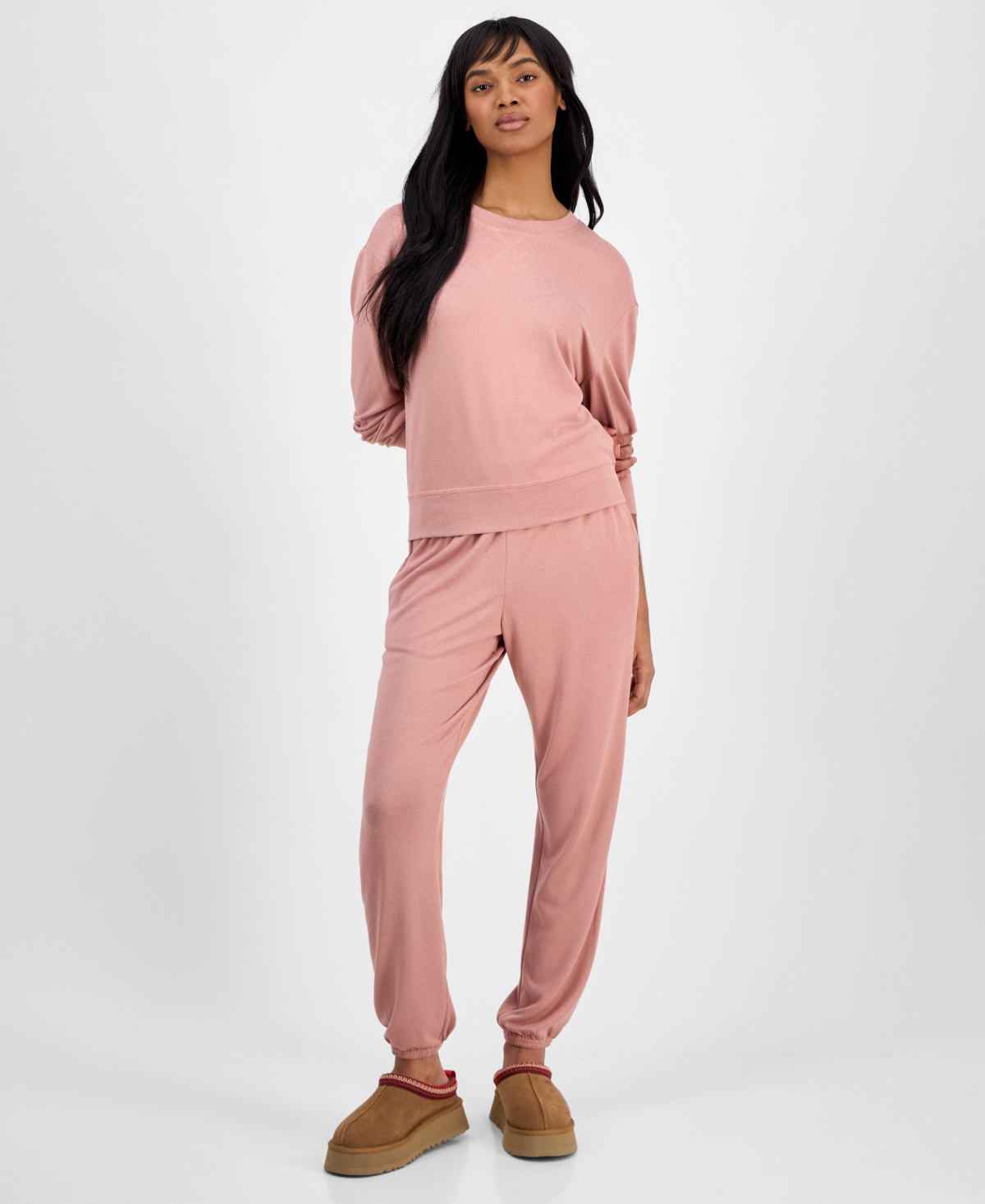 Women's Gable Peached-Knit Jogger Pajama Set - Pink Dawn
