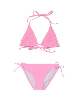 Snapper Rock Pink Shirred Triangle Bikini - Macy's