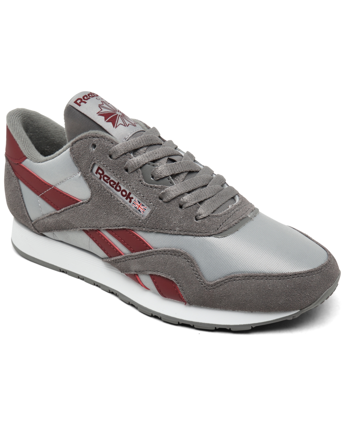 Men's Classic Nylon Casual Sneakers from Finish Line - Gray, Maroon