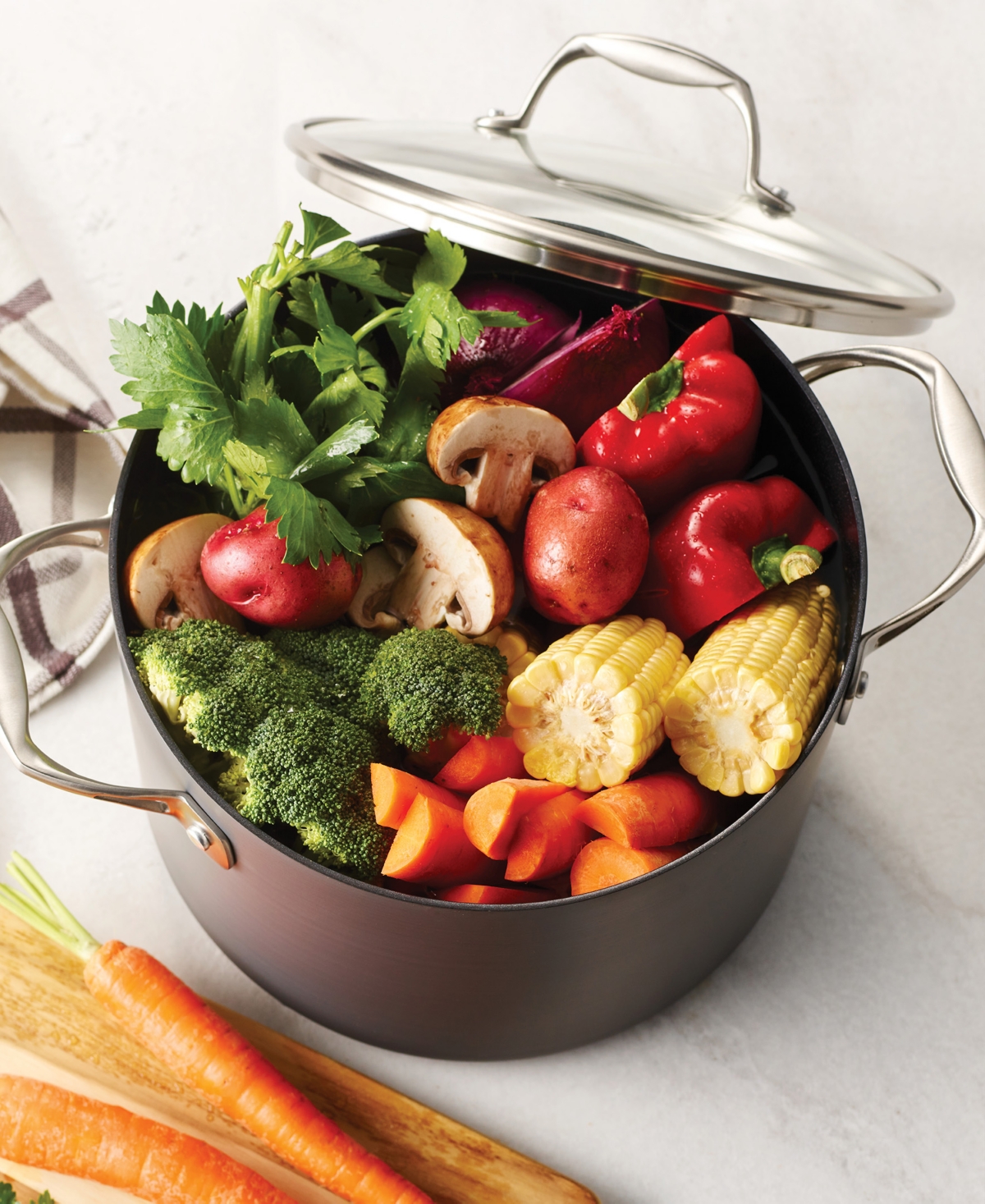 Tramontina Hard-anodized Aluminum 8-qt Covered Stock Pot In Charcoal