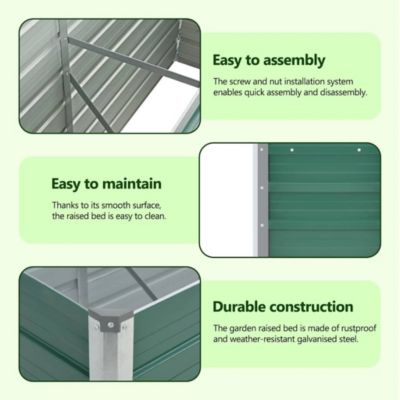 Garden Raised Bed Galvanized Steel 63"x15.7"x17.7" Green