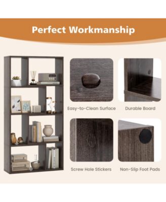 4-Tier Geometric Bookshelf with 8 Open Cubes for Living Room or Bedroom Storage