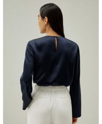 Silk Ruched-Neck Top for Women