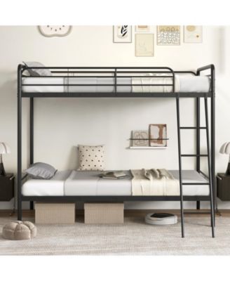 Space-Saving Heavy Duty Metal Bunk Bed with Built-In Ladder