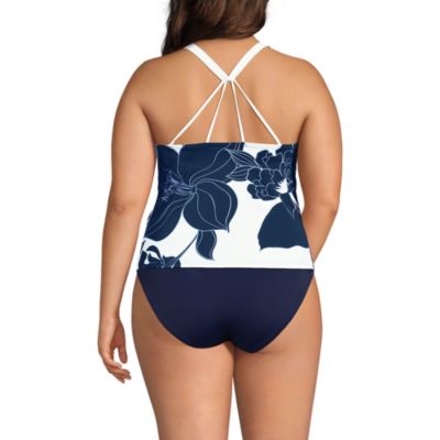 Plus Size DD-Cup Tugless High Neck Strappy Back Tankini Swimsuit Top