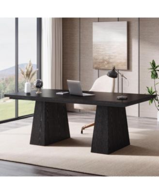 63-Inch Executive Desk, Large Office Computer Desk with Double Pedestal, Modern Simple Workstations Writing Table