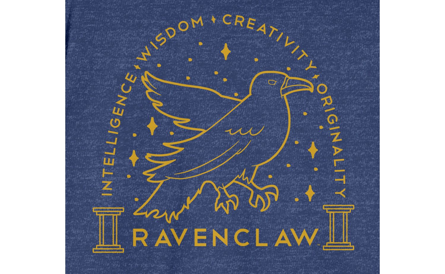 Men's Ravenclaw Crest Gold Line Art Navy Heather T-shirt-XXL