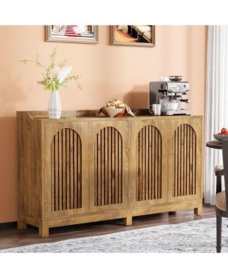 Sideboard Buffet Cabinet, 57" Farmhouse Storage Cabinet with Shutter Doors and Adjustable Shelf, Freestanding Storage Cabinet
