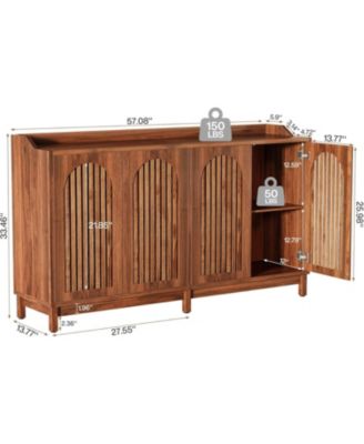 Sideboard Buffet Cabinet, 57" Farmhouse Storage Cabinet with Shutter Doors and Adjustable Shelf, Freestanding Storage Cabinet