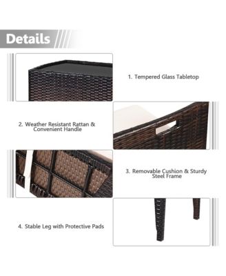 3 PCS Cushioned Wicker Patio Furniture Set Seat Sofa Outdoor No Assembly