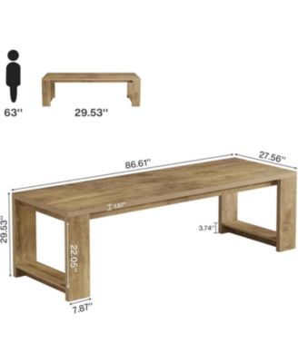 2 Person Desk, 86.6 Inches Extra Long Desk, Double Computer Writing Table, All Wood Large Desks Workstation for Home Office, Natural Oak