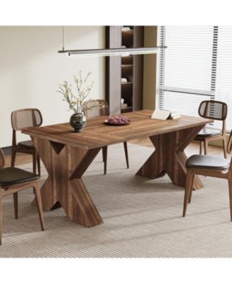 Tribesigns 63-Inch Dining Table for 4, Farmhouse Wood Kitchen Table ...