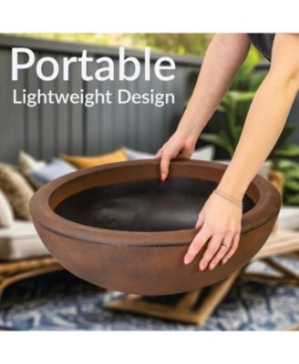 Weather-Resistant Polyresin Double-Walled Outdoor Flower Pot Planter, 20.75"