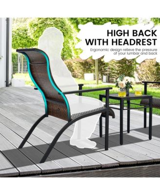 3PCS Rattan Bistro Chair Set Patio Furniture Set W/Table