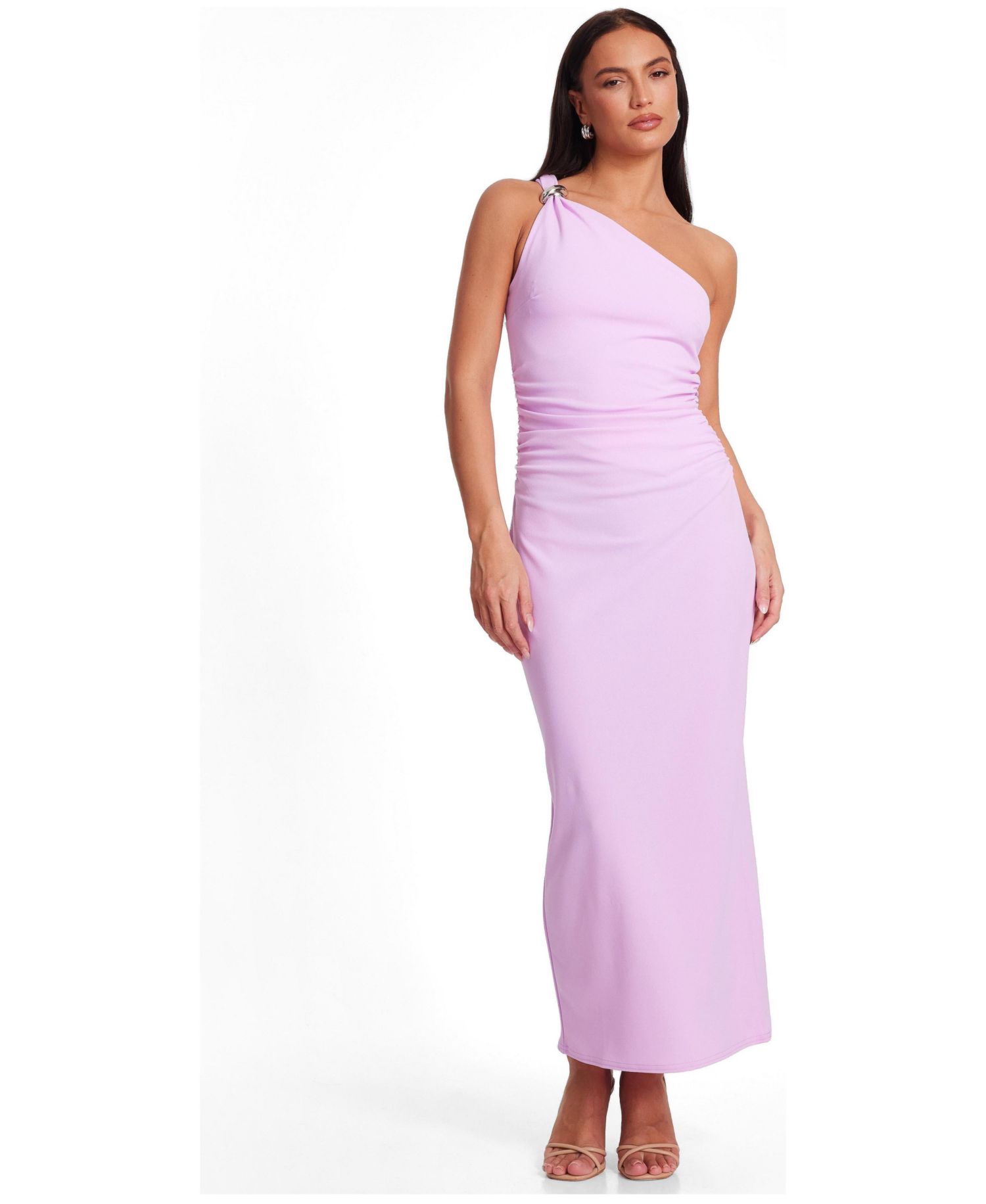 Women's One Shoulder Buckle Maxi Dress