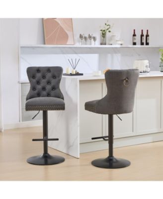 Set of 2 Metal/Faux Leather Adjustable Swivel Modern Design Bar Stools