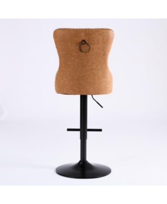 Set of 2 Metal/Faux Leather Adjustable Swivel Modern Design Bar Stools