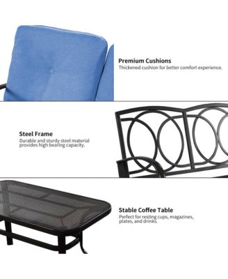 2PCS Outdoor Loveseat & Table Set Cushioned Patio Furniture Set Yard Garden