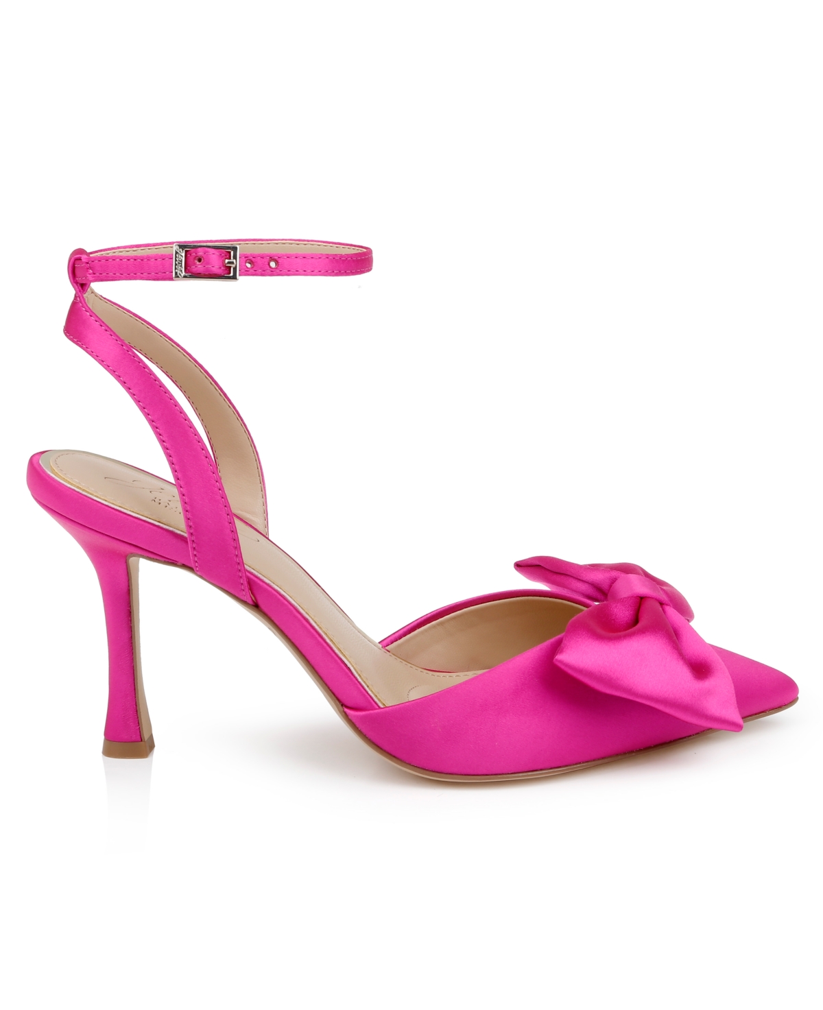 Jewel Badgley Mischka Yanna Pointed Toe Pump In Hot Pink Satin